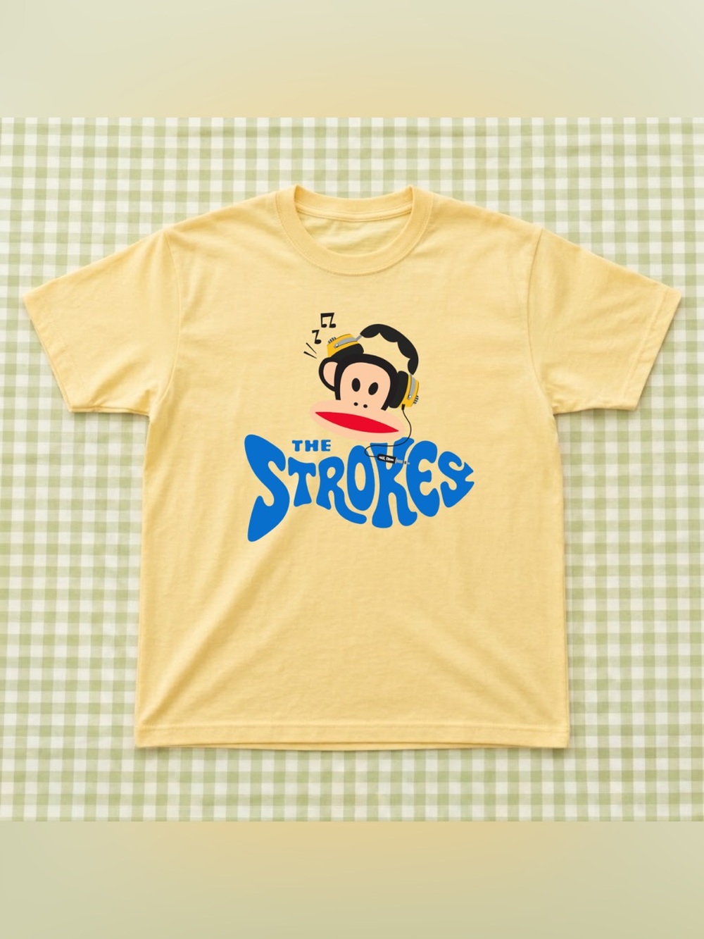 New Yellow Paul Frank Graphic Tee with 'The Strokes' Band Design